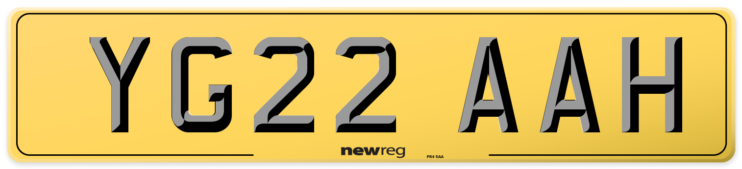 YG22 AAH Rear Number Plate