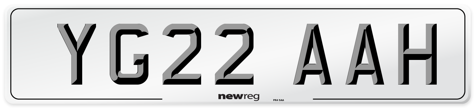 YG22 AAH Front Number Plate