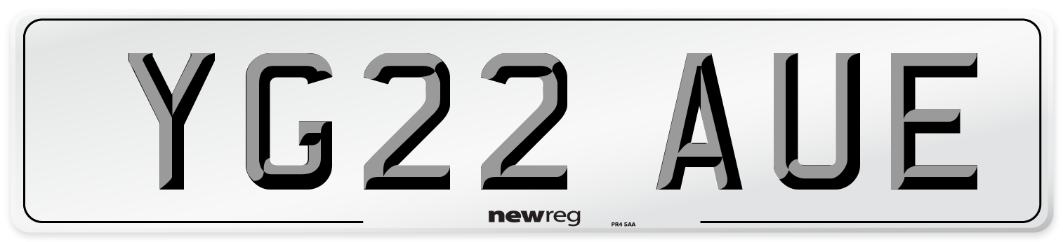 YG22 AUE Front Number Plate