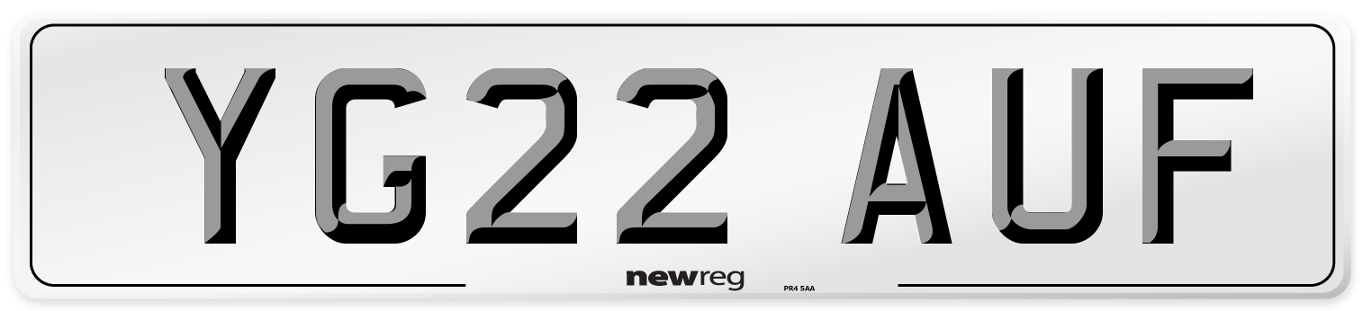 YG22 AUF Front Number Plate