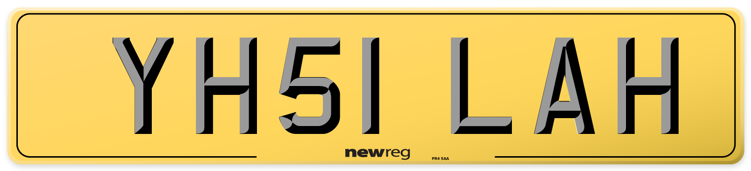 YH51 LAH Rear Number Plate