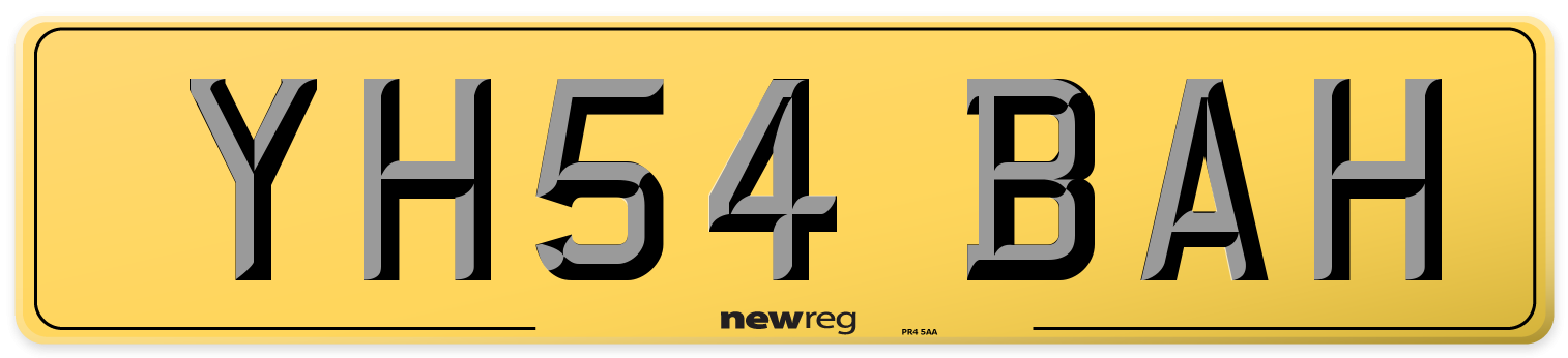 YH54 BAH Rear Number Plate