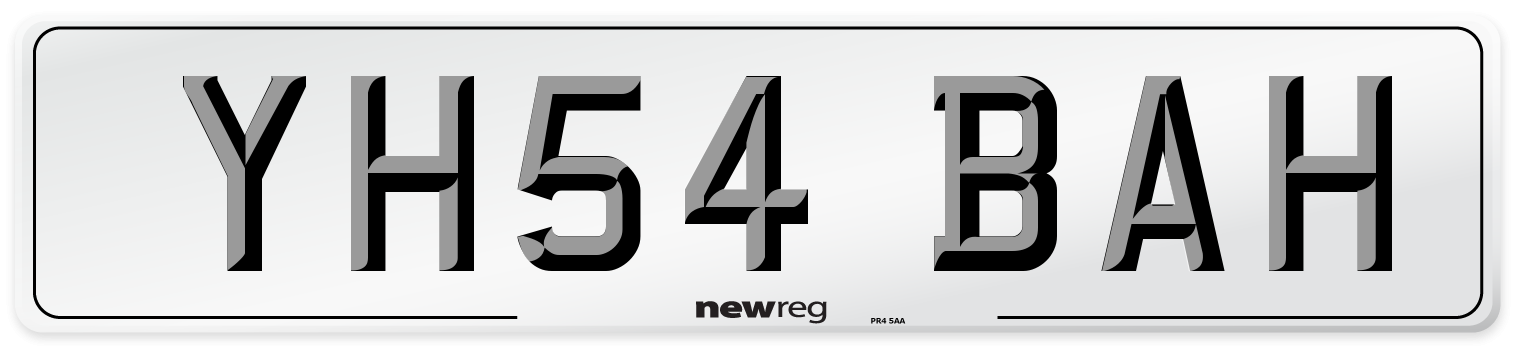 YH54 BAH Front Number Plate