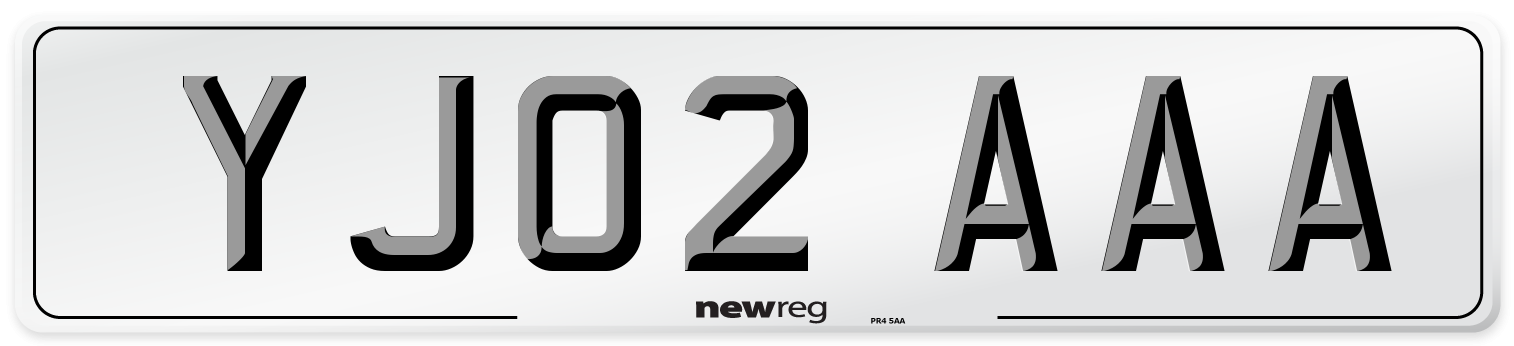 YJ02 AAA Front Number Plate