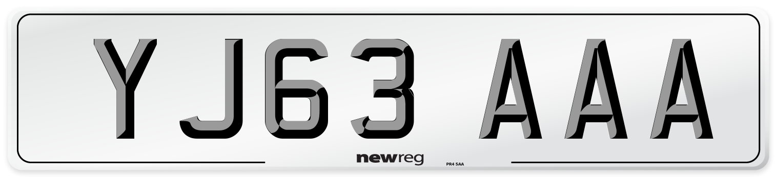 YJ63 AAA Front Number Plate