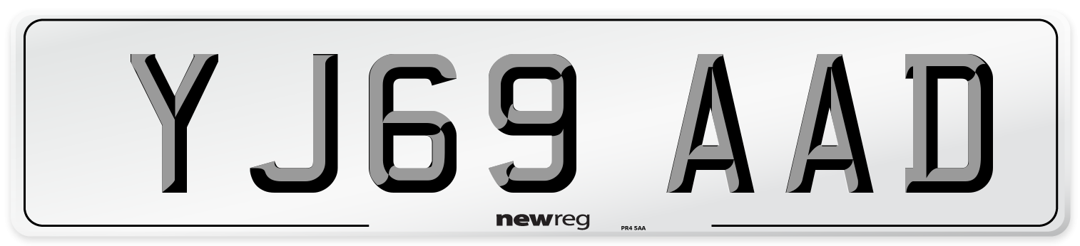 YJ69 AAD Front Number Plate
