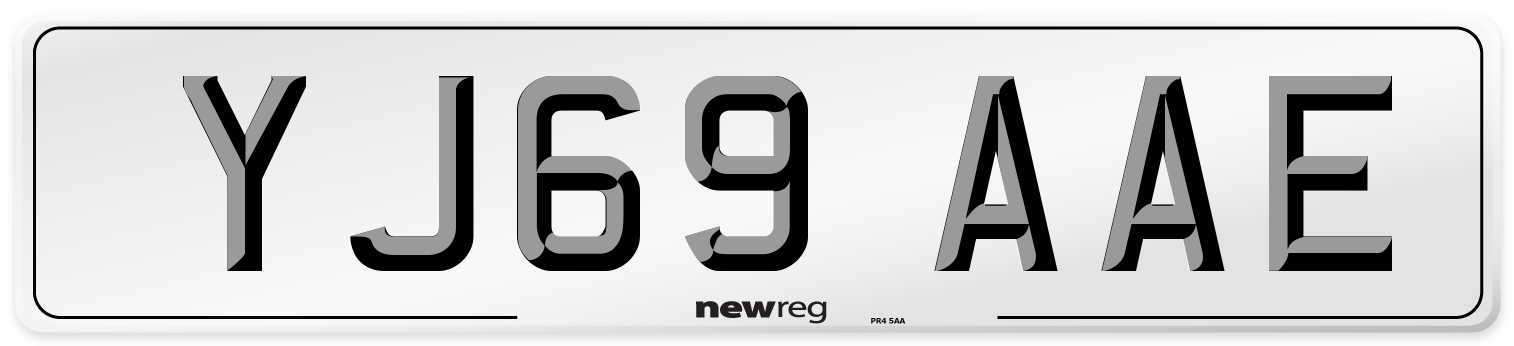 YJ69 AAE Front Number Plate