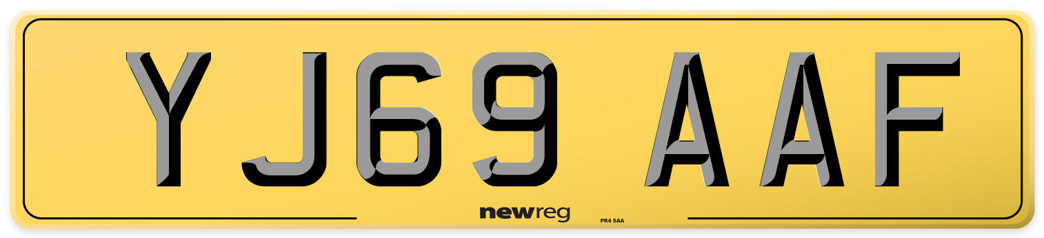 YJ69 AAF Rear Number Plate