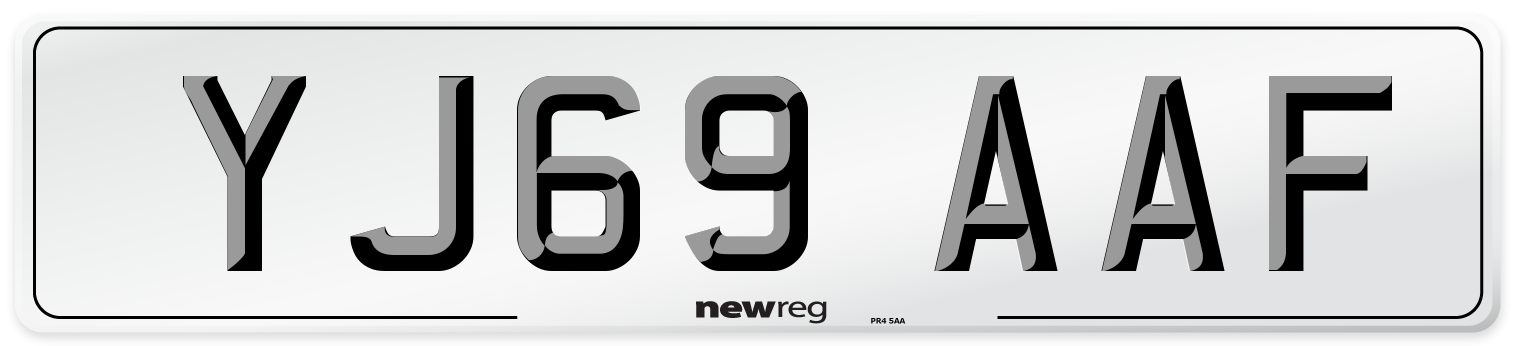 YJ69 AAF Front Number Plate