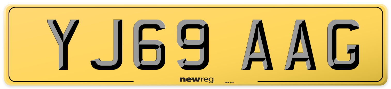 YJ69 AAG Rear Number Plate
