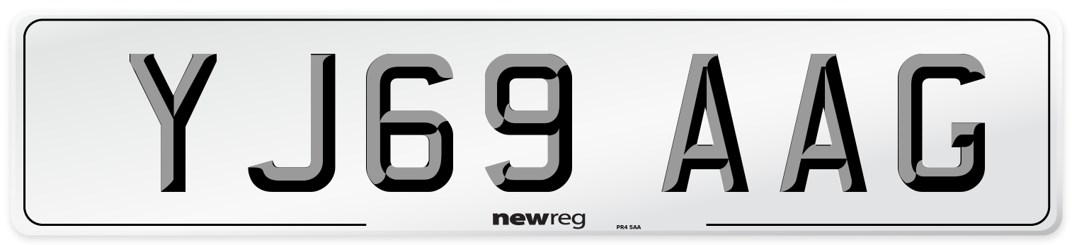 YJ69 AAG Front Number Plate