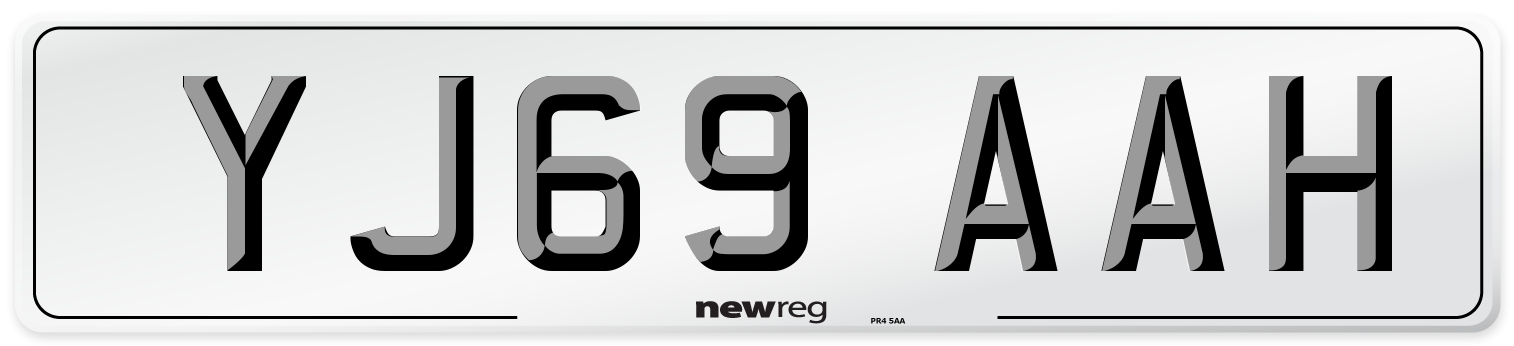 YJ69 AAH Front Number Plate