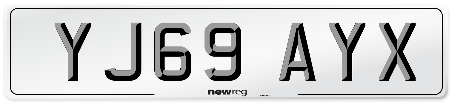 YJ69 AYX Front Number Plate