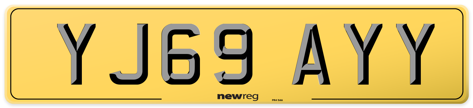 YJ69 AYY Rear Number Plate
