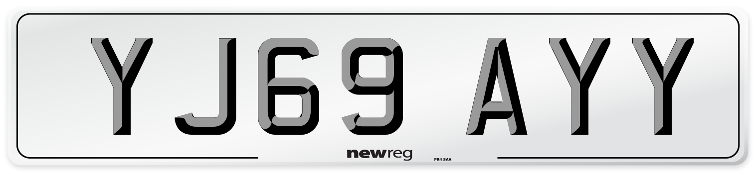 YJ69 AYY Front Number Plate