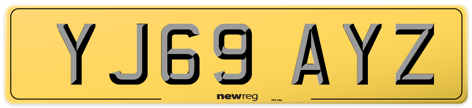 YJ69 AYZ Rear Number Plate