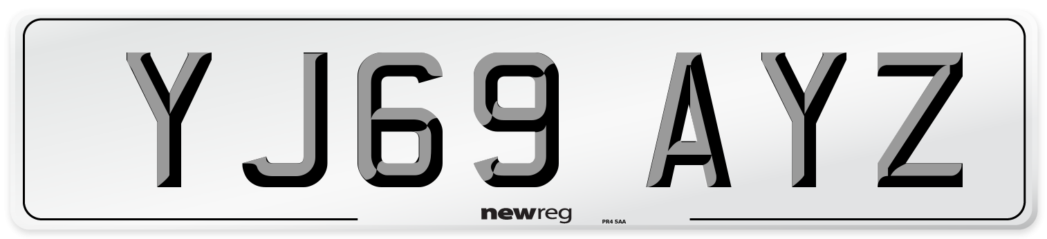 YJ69 AYZ Front Number Plate
