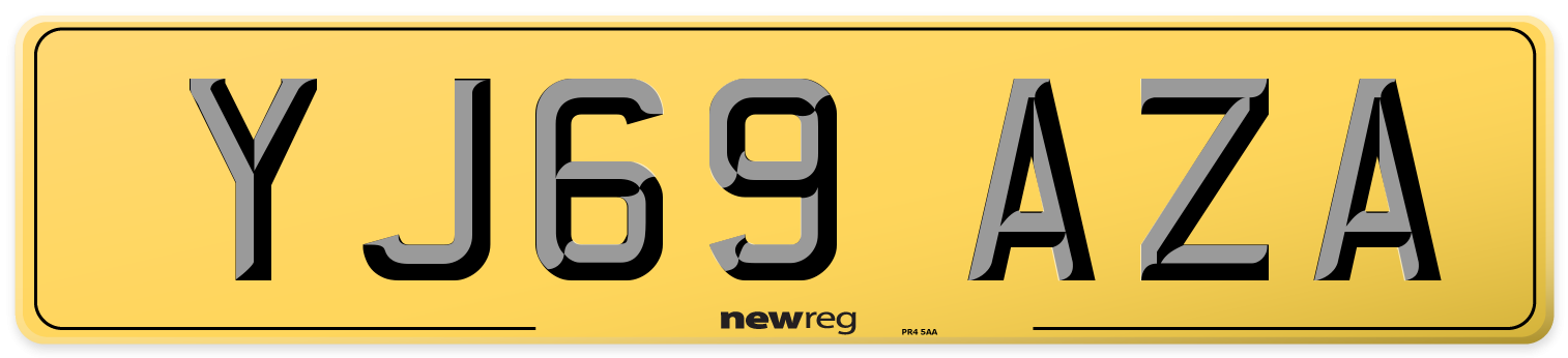 YJ69 AZA Rear Number Plate
