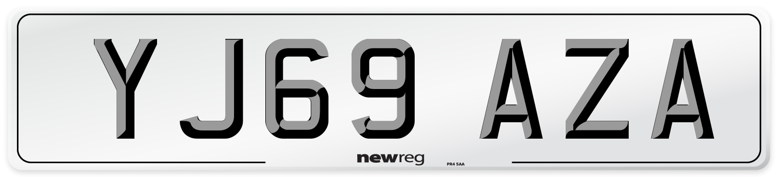YJ69 AZA Front Number Plate