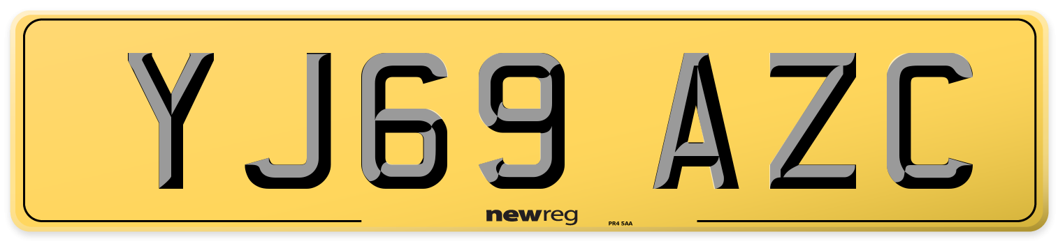 YJ69 AZC Rear Number Plate