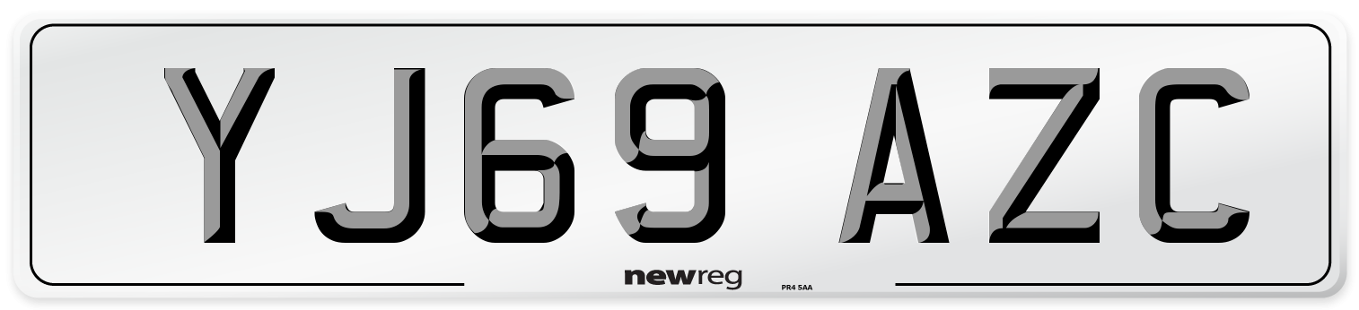 YJ69 AZC Front Number Plate