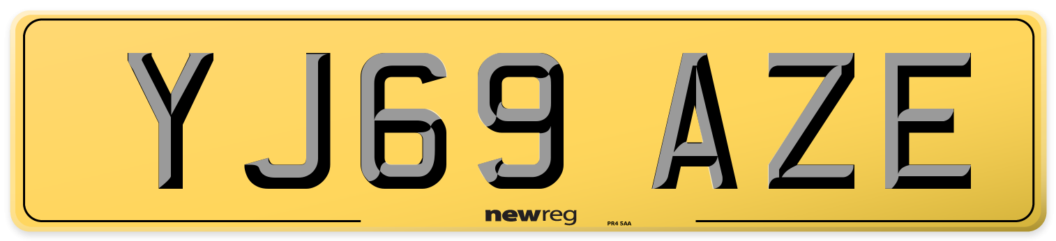YJ69 AZE Rear Number Plate