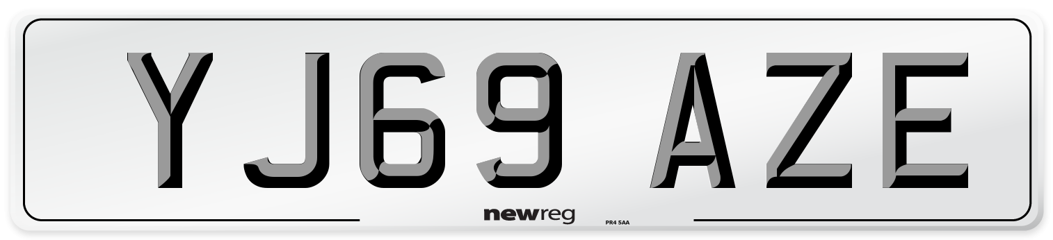 YJ69 AZE Front Number Plate