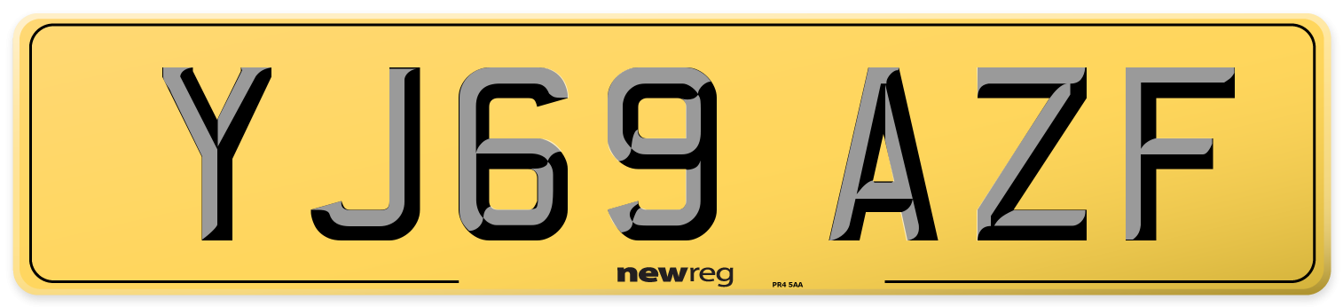 YJ69 AZF Rear Number Plate