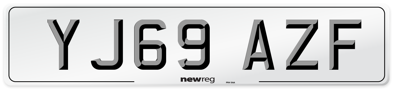 YJ69 AZF Front Number Plate
