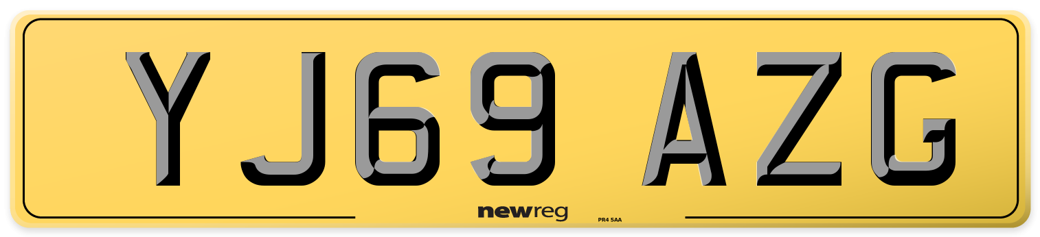 YJ69 AZG Rear Number Plate