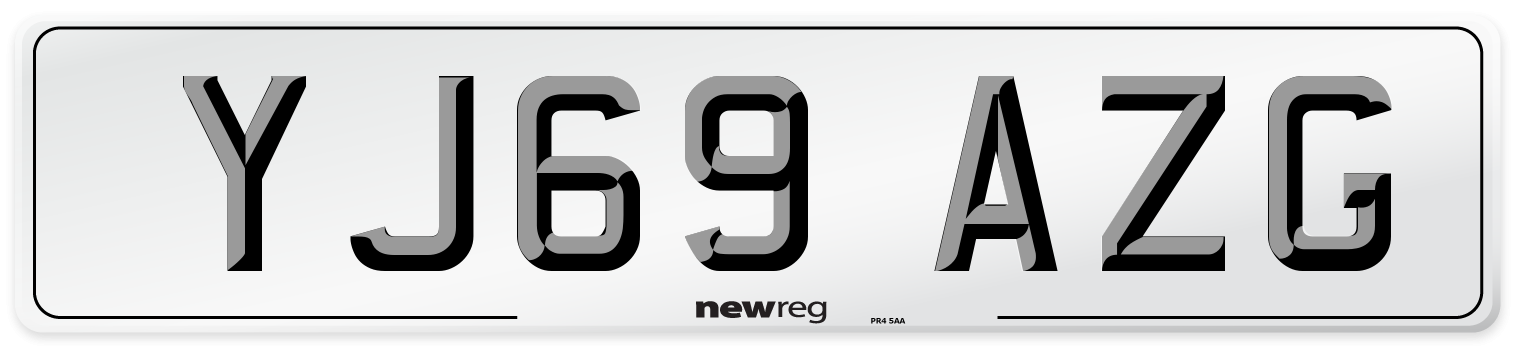YJ69 AZG Front Number Plate