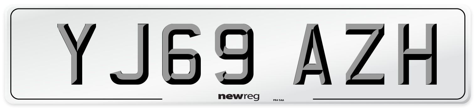 YJ69 AZH Front Number Plate