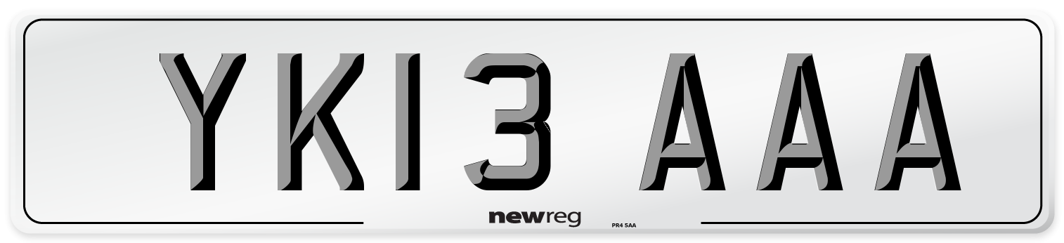 YK13 AAA Front Number Plate