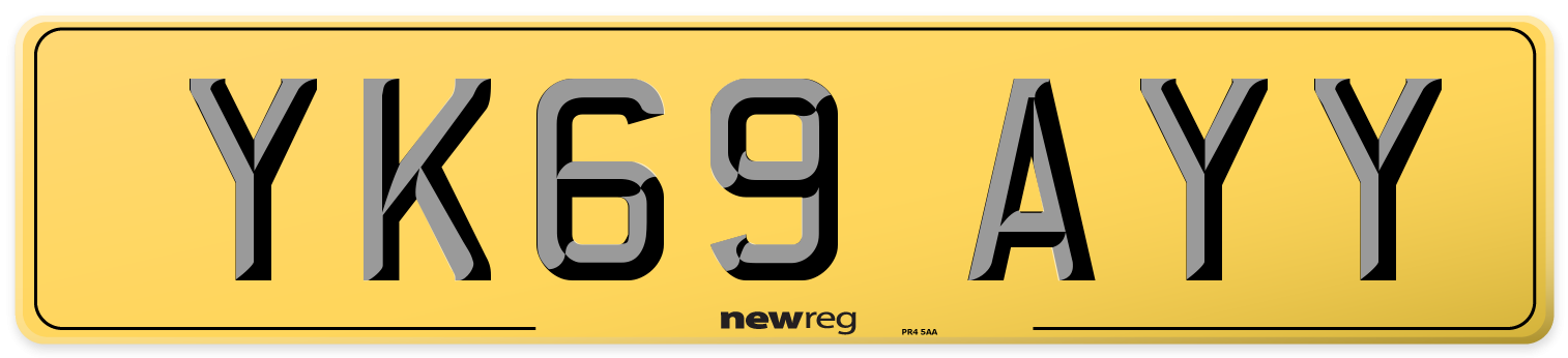 YK69 AYY Rear Number Plate
