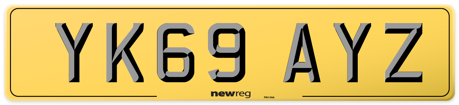 YK69 AYZ Rear Number Plate