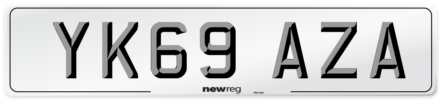 YK69 AZA Front Number Plate