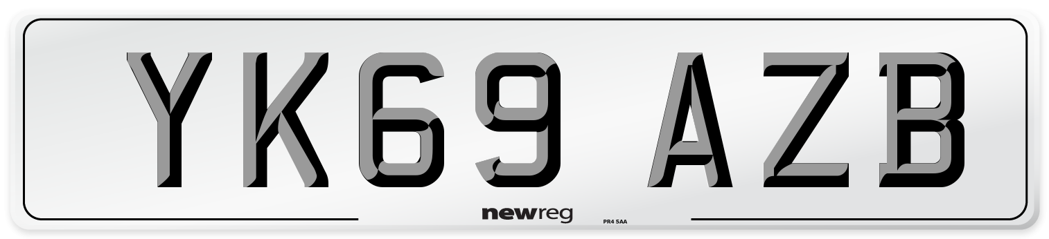 YK69 AZB Front Number Plate