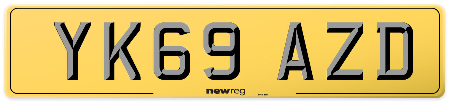 YK69 AZD Rear Number Plate