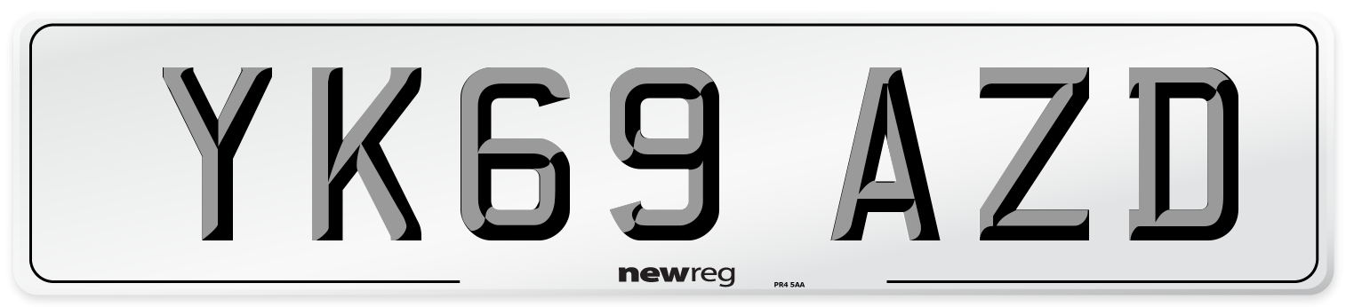 YK69 AZD Front Number Plate