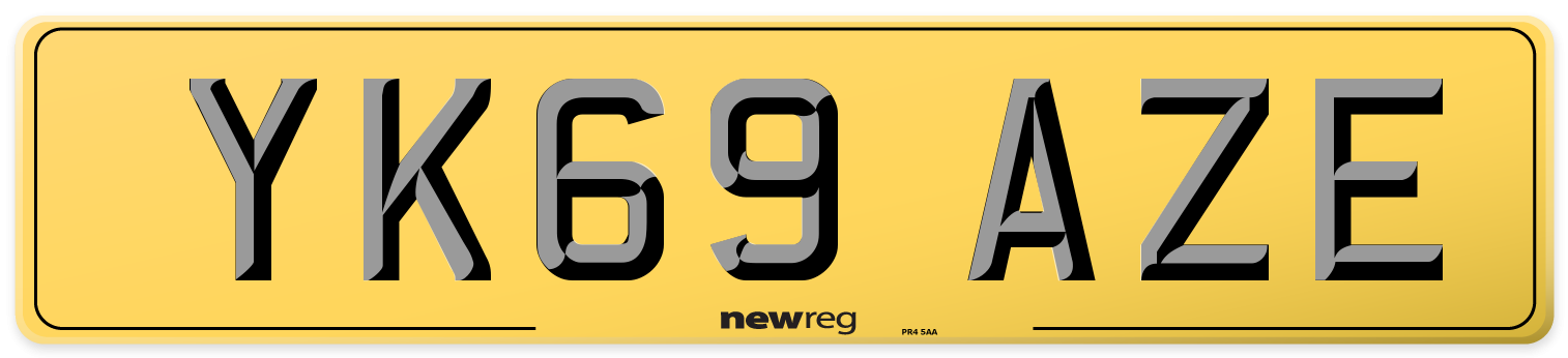 YK69 AZE Rear Number Plate