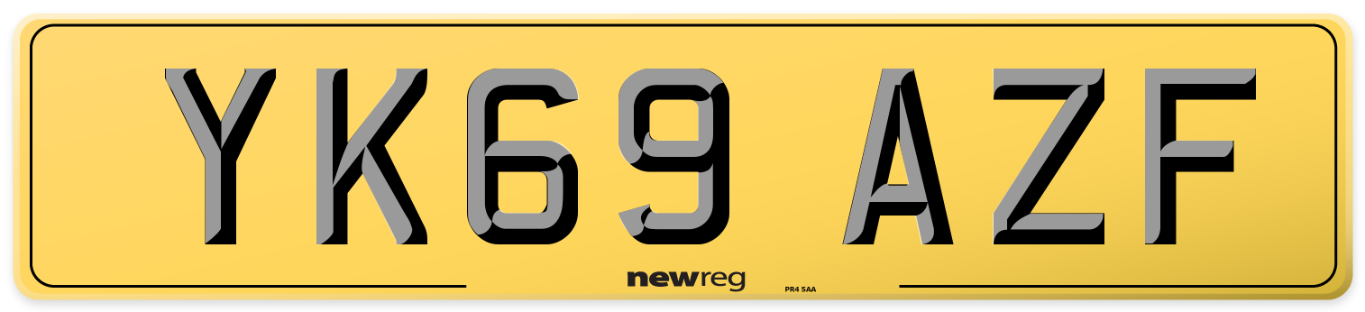 YK69 AZF Rear Number Plate