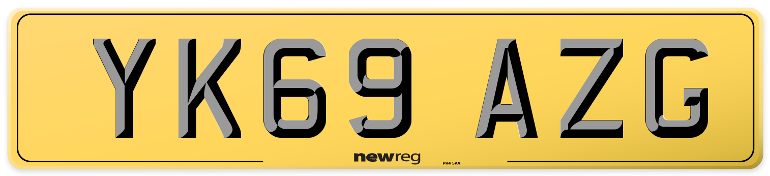 YK69 AZG Rear Number Plate