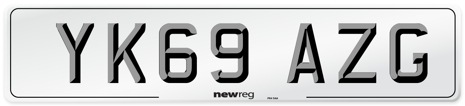 YK69 AZG Front Number Plate