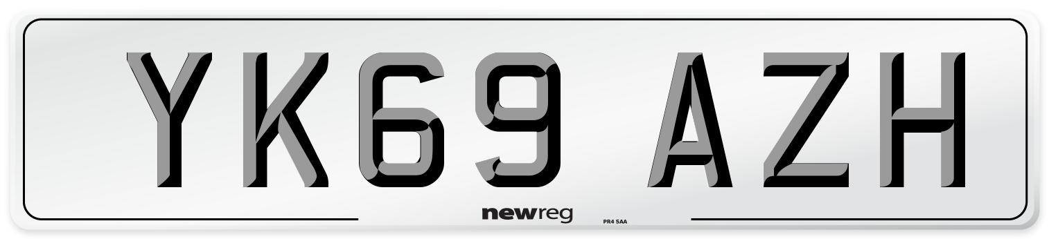 YK69 AZH Front Number Plate