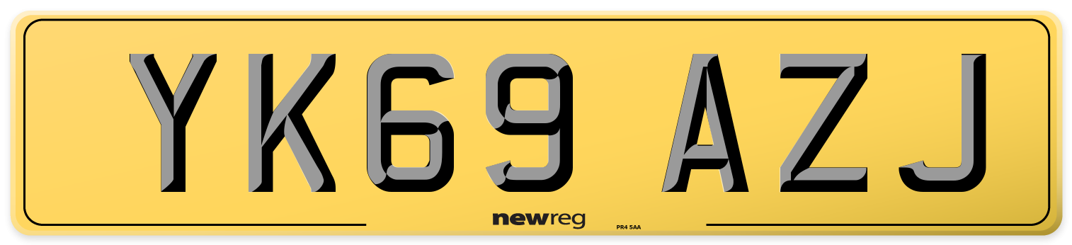 YK69 AZJ Rear Number Plate