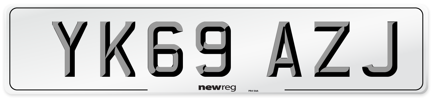 YK69 AZJ Front Number Plate
