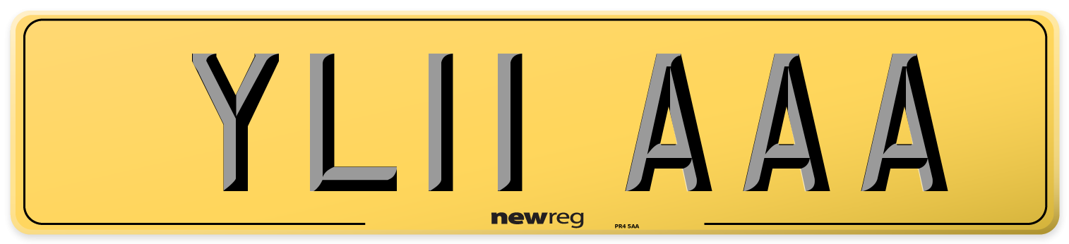 YL11 AAA Rear Number Plate