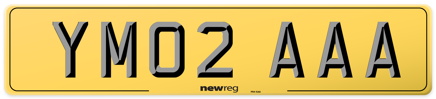 YM02 AAA Rear Number Plate