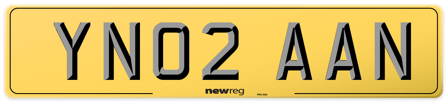 YN02 AAN Rear Number Plate
