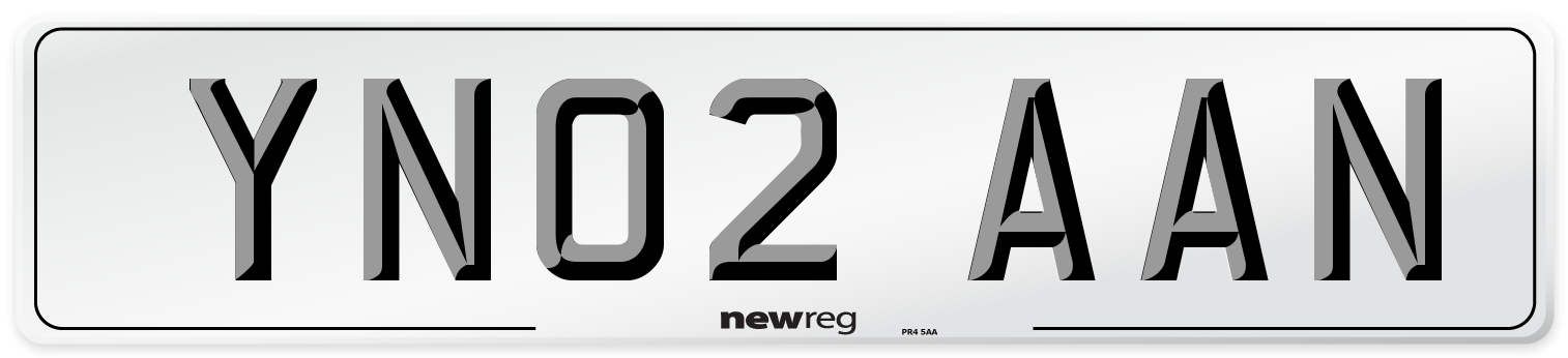 YN02 AAN Front Number Plate